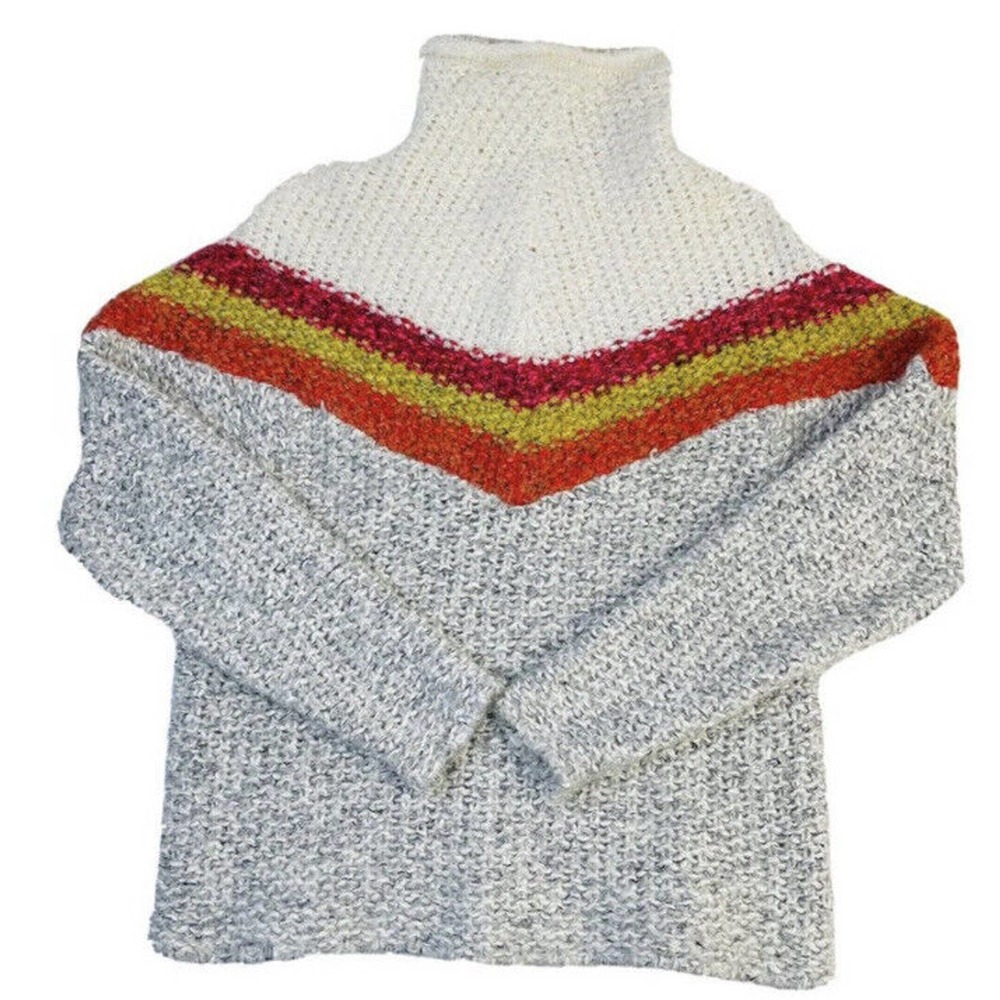 Free People Womens XS Turn Around Color Block Chunky Turtleneck Sweater